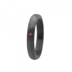 Anillo Carbono Negro Lisa con Circonita Roja*Eguzkilore Sale