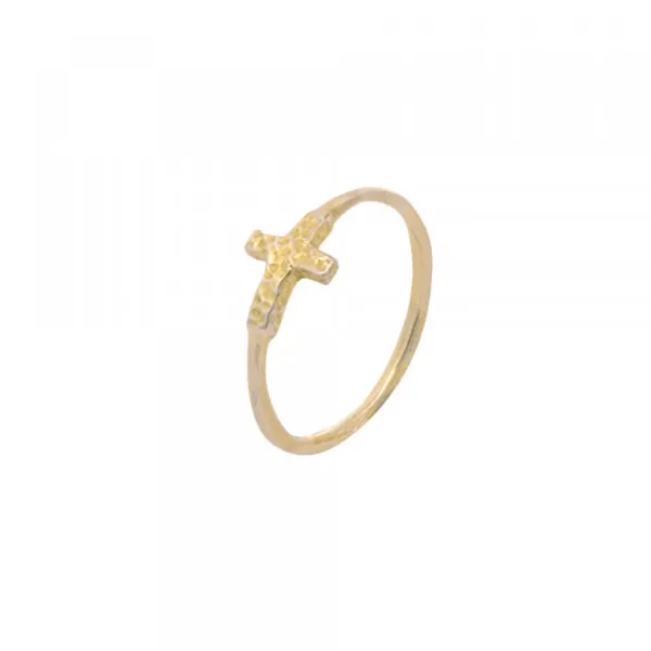 Anillo Cruz de Plata Dorada*Eguzkilore New