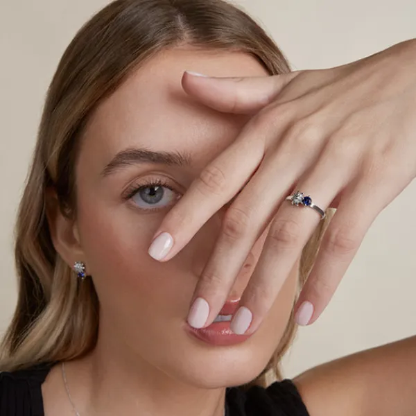 Anillo Enea2 Oro Blanco con Zafiro*Eguzkilore Outlet