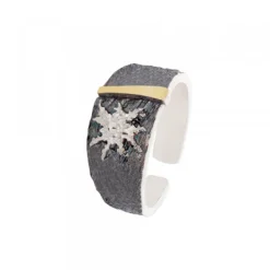 Anillo Grande Flysch Plata con Lámina de Oro*Eguzkilore New