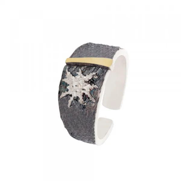 Anillo Grande Flysch Plata con Lámina de Oro*Eguzkilore New