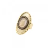 Anillo Ovalado de Plata Dorada con Piedra y Circonitas*Eguzkilore Outlet