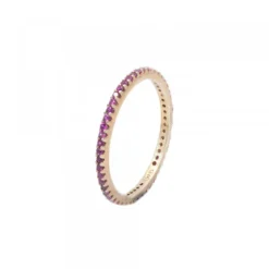 Anillo Plata Rosa y Circonitas Fucsias*Eguzkilore Online