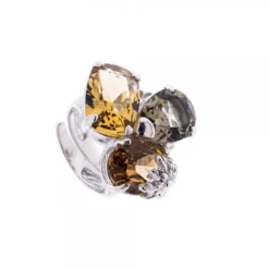 Anillo Queen 3 Plata y Cristales Marrones*Eguzkilore Best