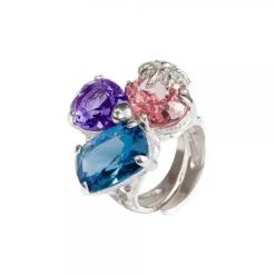Anillo Queen2 Plata y Cristales Multicolor*Eguzkilore Sale