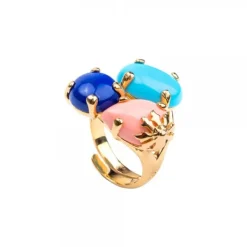 Anillo Rania Plata Dorada y Piedras Multicolor*Eguzkilore New