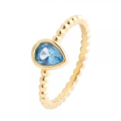 Anillo Trendy Plata Dorada y Zafiro*Eguzkilore Hot