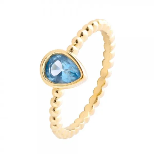 Anillo Trendy Plata Dorada y Zafiro*Eguzkilore Hot