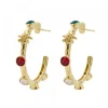 Aros Arrue Plata Dorada y Circonitas*Eguzkilore New