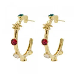 Aros Arrue Plata Dorada y Circonitas*Eguzkilore New
