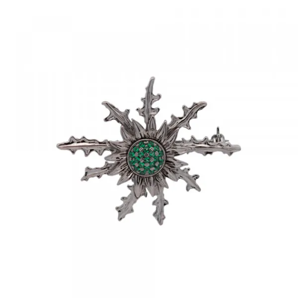 Broche Plata con Circonitas Verdes 38mm*Eguzkilore New