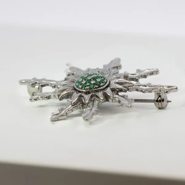 Broche Plata con Circonitas Verdes 38mm*Eguzkilore New