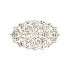 Broche Oval Plata y Cristales Blancos*Eguzkilore Online