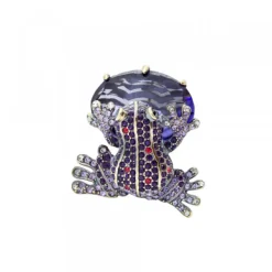 Broche Rana Plata y Cristal Amatista*Eguzkilore Outlet