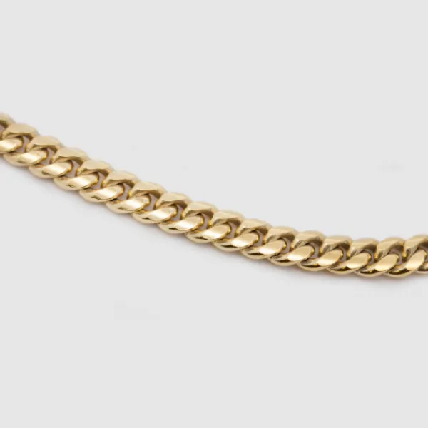 Cadena Cubana de Plata Dorada 5mm*Eguzkilore Outlet