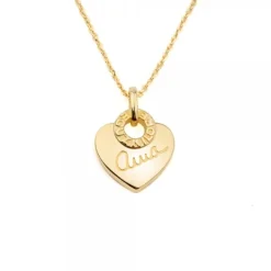 Colgante Ama Corazón Plata Dorada Personalizable*Eguzkilore Outlet