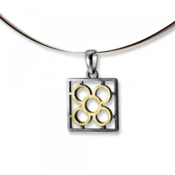 Colgante Baldosa Silueta de Plata con Lámina de Oro*Eguzkilore