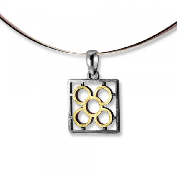 Colgante Baldosa Silueta de Plata con Lámina de Oro*Eguzkilore