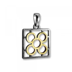 Colgante Baldosa Silueta de Plata con Lámina de Oro*Eguzkilore