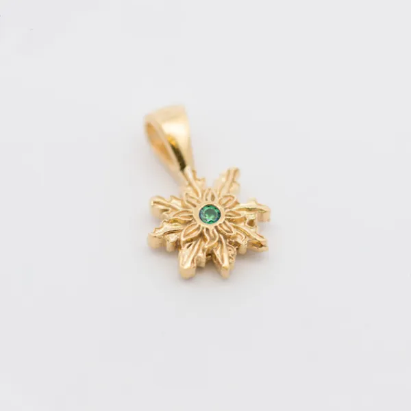 Colgante Basic Colors Plata Dorada y Circonita Verde 10mm*Eguzkilore