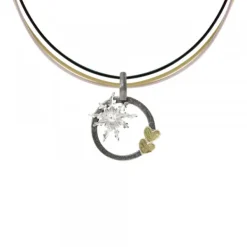 Colgante Bihotzak Plata y Lámina Oro con Cable*Eguzkilore Outlet