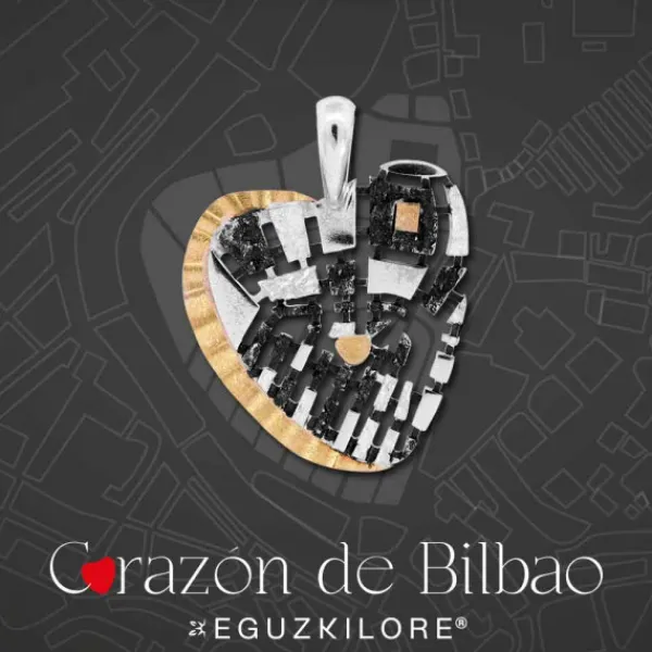 Colgante Corazón de Bilbao de Plata y Oro*Eguzkilore