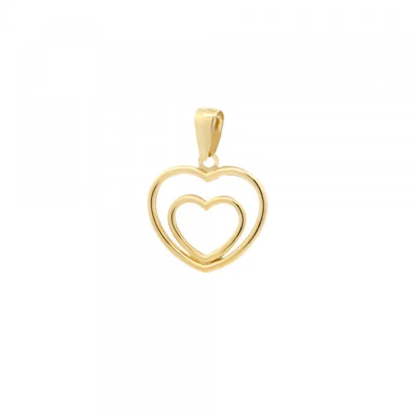 Colgante Doble Corazón Calado Oro 13mm*Eguzkilore Best