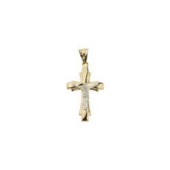 Colgante Doble Cruz Cristo Oro Bicolor*Eguzkilore Online