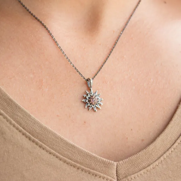 Colgante Plata Envejecida y Circonitas Marrones 14mm*Eguzkilore Sale
