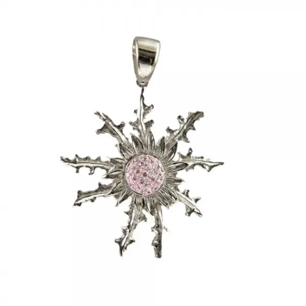 Colgante Plata Envejecida y Circonitas Rosas 37mm*Eguzkilore Sale