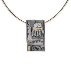 Colgante Irulegi Cuadrado Plata y Lámina de Oro*Eguzkilore New