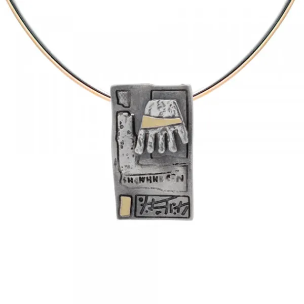 Colgante Irulegi Cuadrado Plata y Lámina de Oro*Eguzkilore New