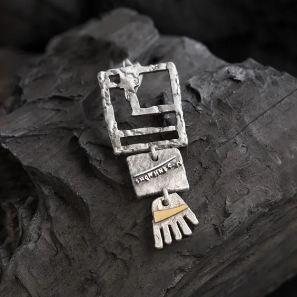 Colgante Irulegi Largo Plata y Lámina de Oro*Eguzkilore Outlet