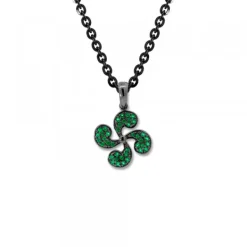 Colgante Lauburu Plata Negra y Circonitas Verdes*Eguzkilore Outlet