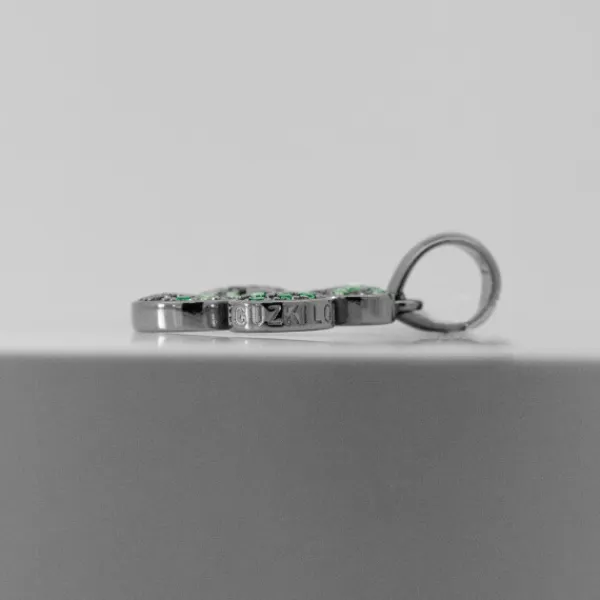 Colgante Lauburu Plata Negra y Circonitas Verdes*Eguzkilore Outlet
