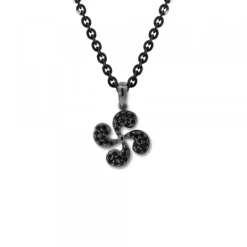 Colgante Lauburu Plata Negra y Circonitas Negras*Eguzkilore Sale