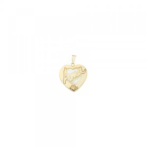 Colgante Mini Ama Corazón Plata Dorada y Nácar*Eguzkilore Discount