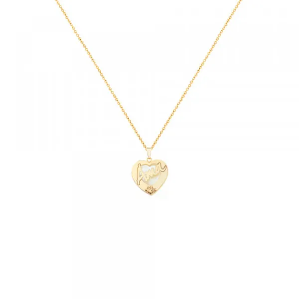 Colgante Mini Ama Corazón Plata Dorada y Nácar*Eguzkilore Discount