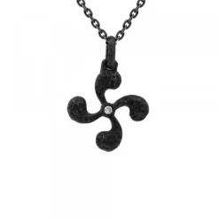 Colgante Mini Lauburu de Plata 14mm con Circonita*Eguzkilore Best