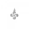 Colgante Mini Lauburu Oro Blanco y Brillantes 10mm*Eguzkilore Hot
