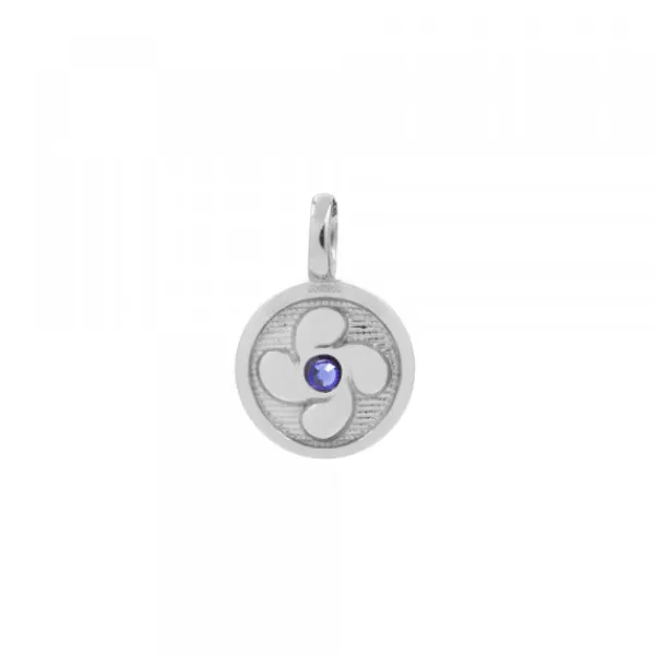 Colgante Mini Lauburu Plata y Circonita Azul*Eguzkilore Discount