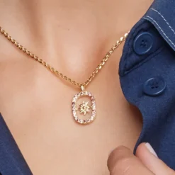 Colgante Muka Plata Dorada y Circonitas Marrones*Eguzkilore Hot