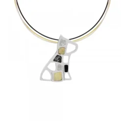 Colgante Puppy Plata y Lámina de Oro y Cable Tricolor*Eguzkilore Best