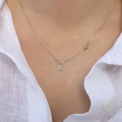 Gargantilla Inicial de Oro Blanco y Brillantes*Eguzkilore