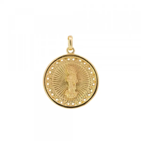 Medalla Virgen Blanca de Plata Dorada Personalizable*Eguzkilore New