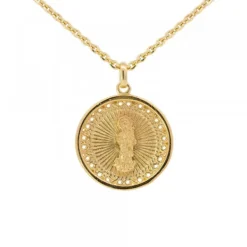 Medalla Virgen Blanca de Plata Dorada Personalizable*Eguzkilore New