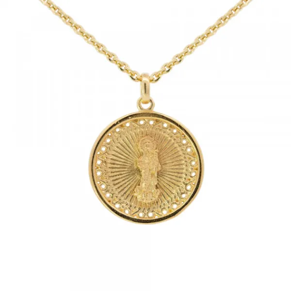 Medalla Virgen Blanca de Plata Dorada Personalizable*Eguzkilore New