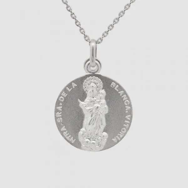 Medalla Virgen Blanca Plata 20mm*Eguzkilore Clearance