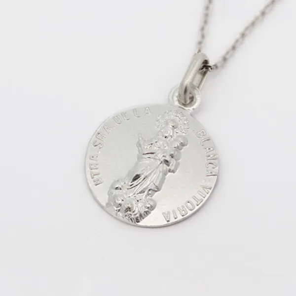 Medalla Virgen Blanca Plata 20mm*Eguzkilore Clearance