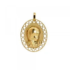 Medalla Virgen Niña de Plata Dorada Personalizable*Eguzkilore Online